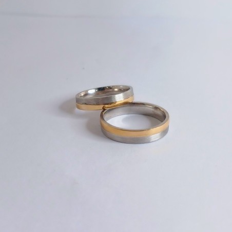 Aliança Bodas Prata e Ouro 9kt
