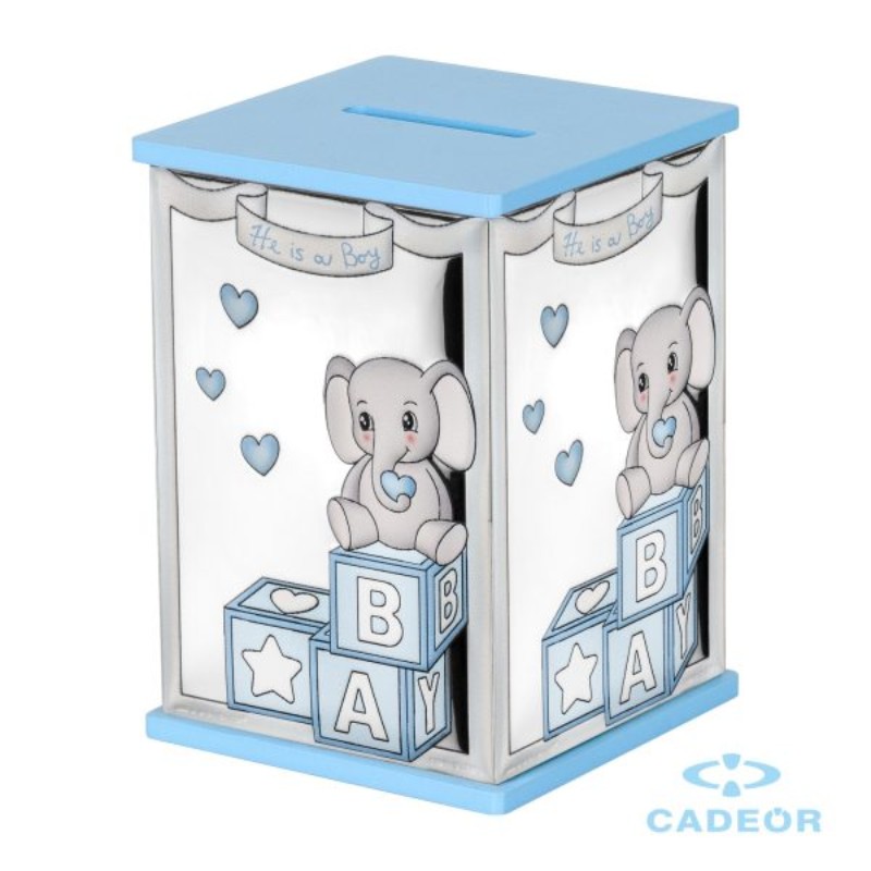 Mealheiro "its a boy" Azul PVD Prateado