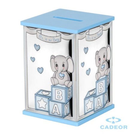 Mealheiro "its a boy" Azul PVD Prateado