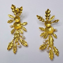 Brincos Folhas e Pérolas...