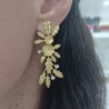 Brincos Folhas e Pérolas Prata Dourada 925
