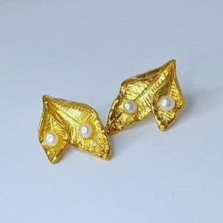 Brincos 2 folhas Prata Dourada