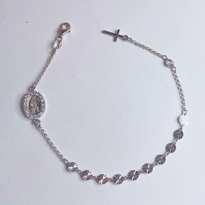 Pulseira Dezena Medalha Fatima Prata 925