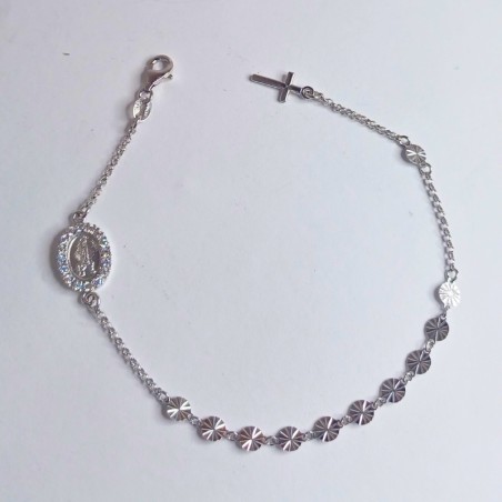 Pulseira Dezena Medalha Fatima Prata 925
