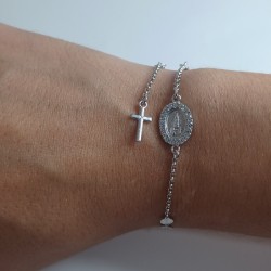Pulseira Dezena Medalha Fatima Prata 925
