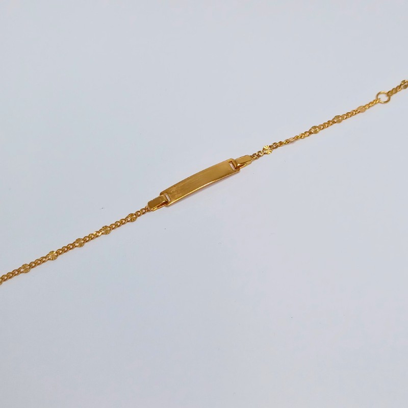 Pulseira Barbela elos Ovais Chapa Ouro 9kt