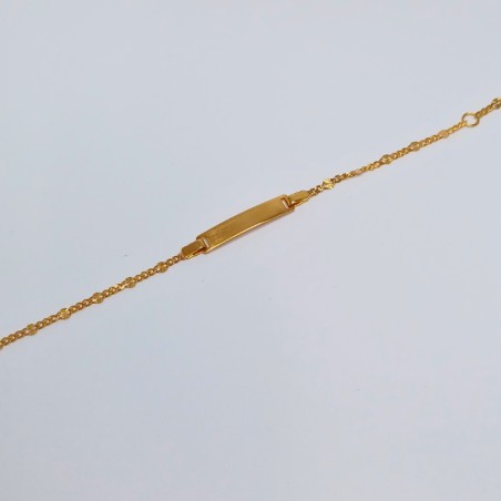 Pulseira Barbela elos Ovais Chapa Ouro 9kt