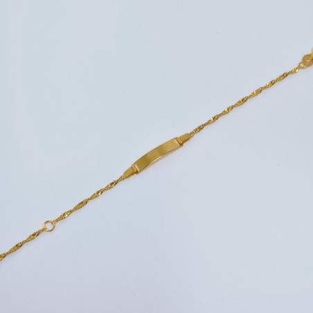 Pulseira Singapura c\chapa Ouro 9kt