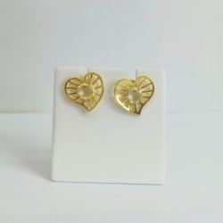 Brincos Coração Redilhado Pedra cor Prata Dourada 925