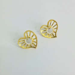 Brincos Coração Redilhado Pedra cor Prata Dourada 925