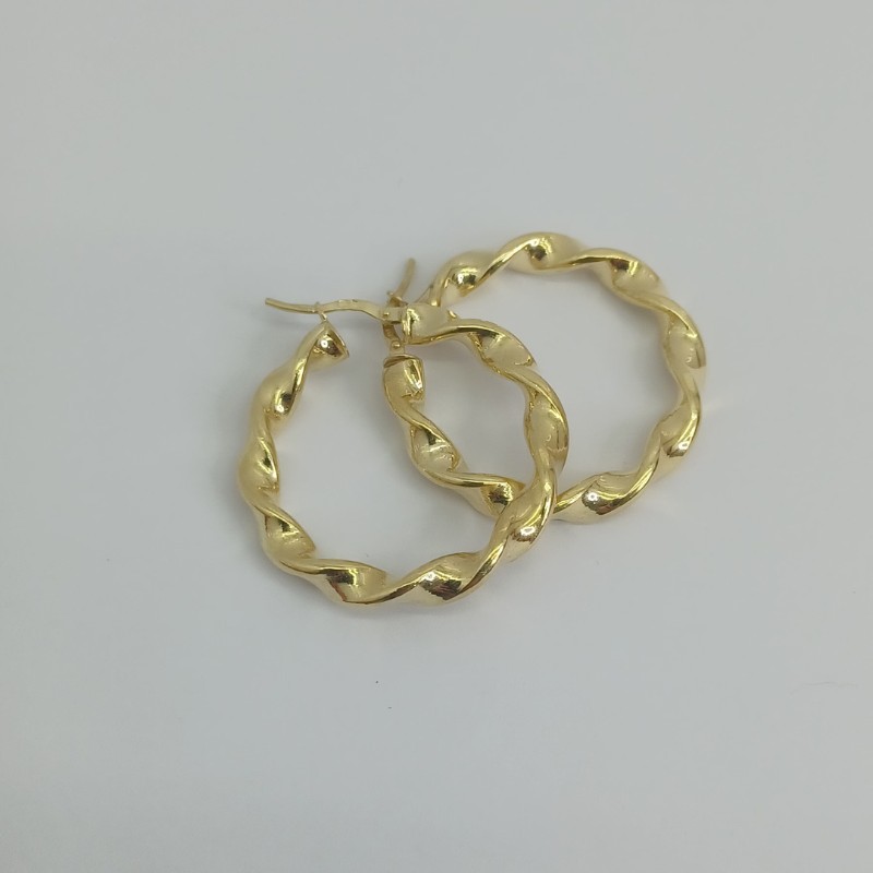 Argolas Torcidas Prata Dourada 925