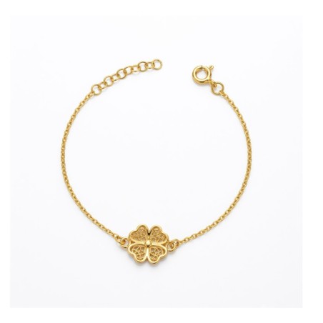 Pulseira Coração Filigrana Prata Dourada