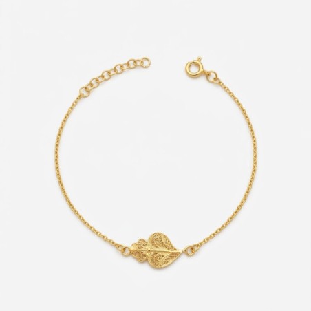Pulseira Coração Filigrana Prata Dourada