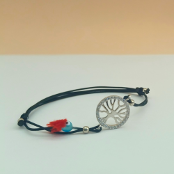 Pulseira Algodão Árvore Prata