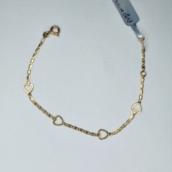 Pulseira Corações Ouro 9kt