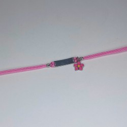 Pulseira Algodão Rosa Flor...